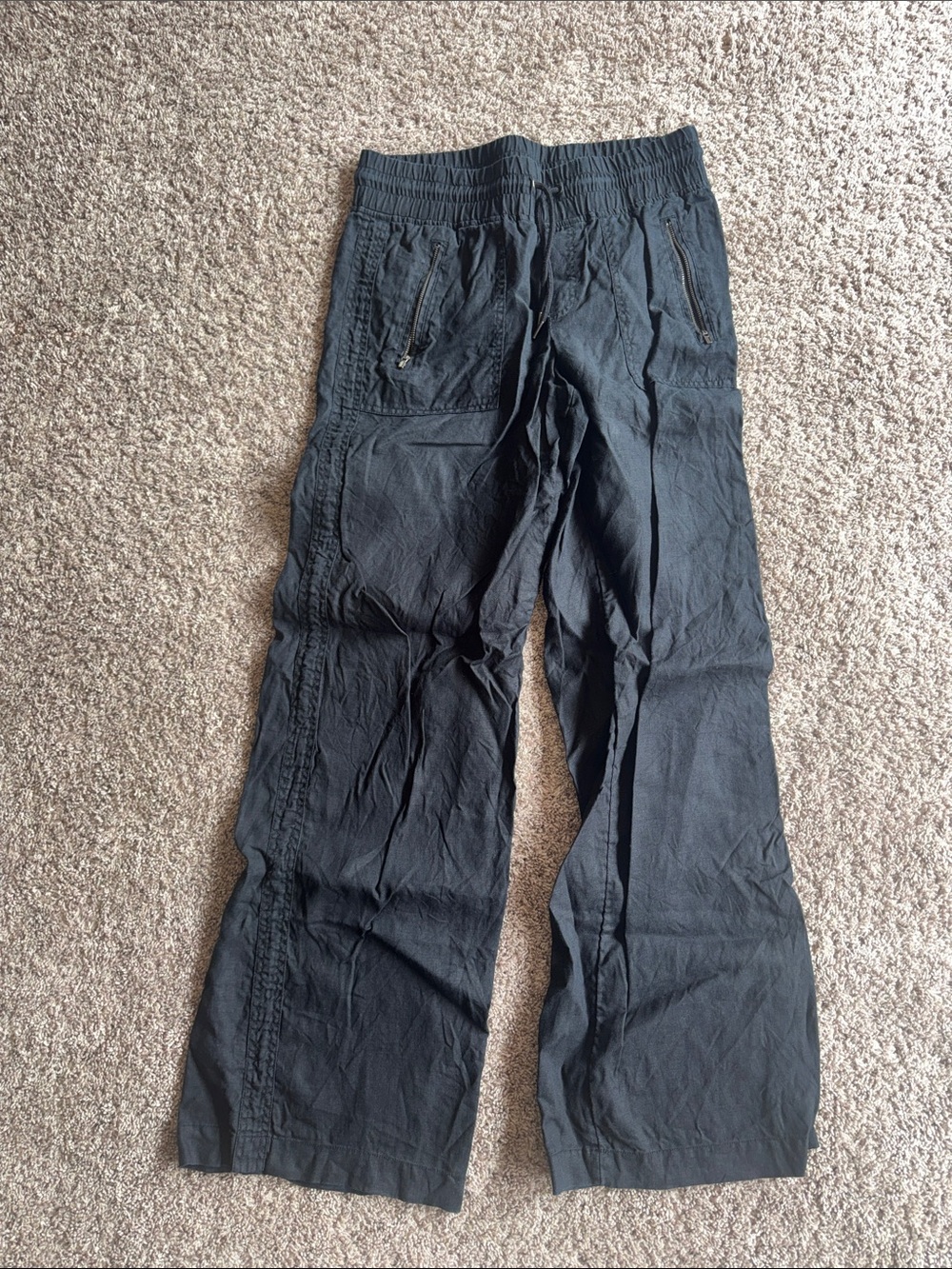 Athleta 100% linen black pants size 8 long